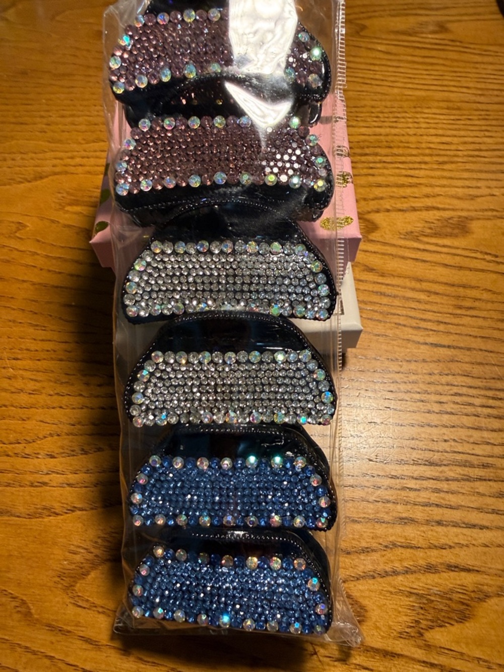 Crystal Rhinestone Hair Claw Clips - Multicolor Sparkle